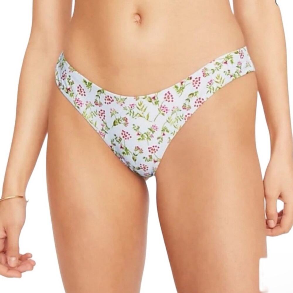 J. Crew Curved-Waist Cheeky Bikini‎ Bottom in Cloud Meadow Floral Sz M NEW